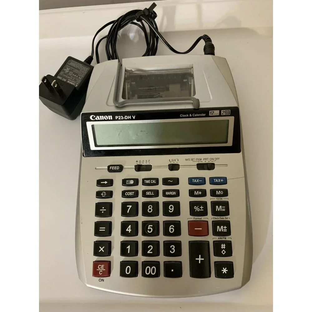CANON P23-DHV 12-DIGIT CALCULATOR 2-COLOR PRINT GENTLY USED